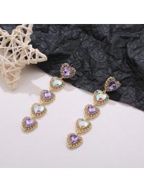 Outlet Korean fashion diamond pink purple earrings temperament earrings for women