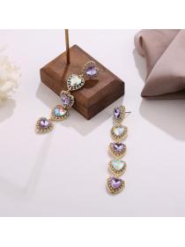 Outlet Korean fashion diamond pink purple earrings temperament earrings for women