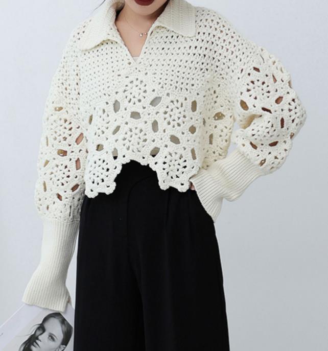 Korean Style Hollow Out Pure Color Top