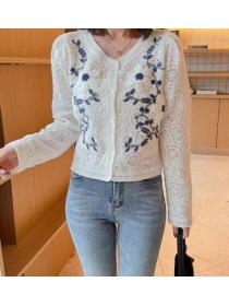 On Sale Hollow Out Flower Embroidery  Fashion Blouse 