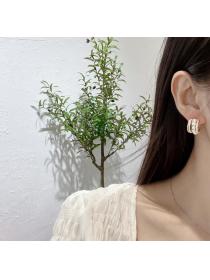 Korean fashion S925 silver needle C-shaped Zircon pearl earrings temperament Simple pearl earrings