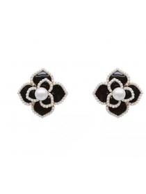 Korean style elegant French pearl flower earrings s925 silver needle luxury Vintage earrings for women