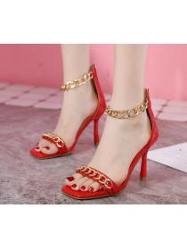 Outlet Square toe High heel Women's sandals Chain High heel sandals
