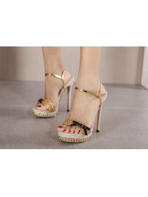 Outlet New style bow-knot decorated chain water platform high-heeled women's sandals