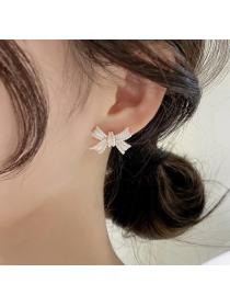 Korean fashion bowknot pearl tassel earrings s925 silver needle detachable earrings French ladies earrings