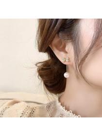 Korean fashion temperament  hanging earrings  Fashion bow zircon earrings Pearl earrings