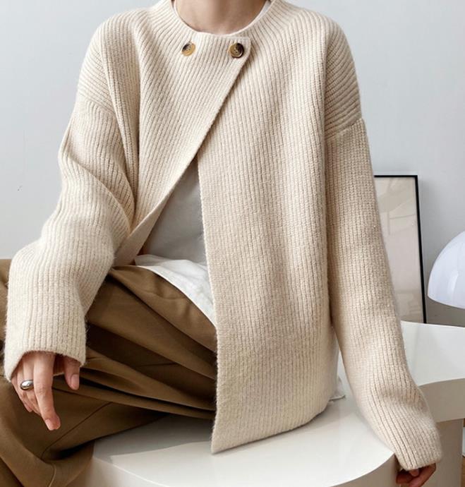 Korean Style Pure Color Knitting Loose Sweater
