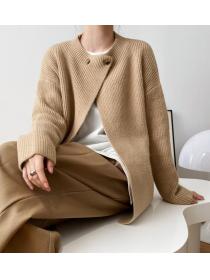 Korean Style Pure Color Knitting Loose Sweater  