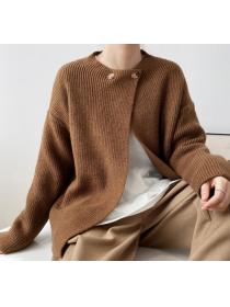 Korean Style Pure Color Knitting Loose Sweater  
