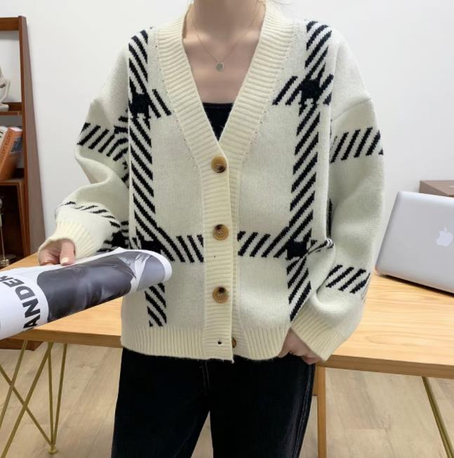 Korean Style Color Matching Knitting Loose Sweater