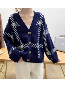 Korean Style Color Matching Knitting Loose Sweater  
