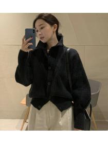 Korean Style Pure Color Thicken Loose Sweater 