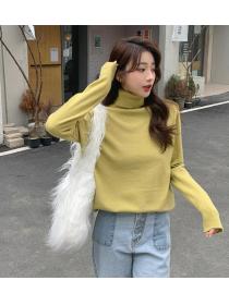 On Sale High Collars Pure Color Sweater 
