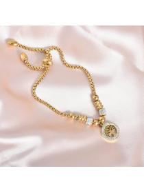 Korean fashion 18K gold pendant bracelet stainless steel round hollow hand ornament