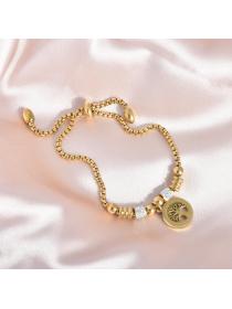 Korean fashion 18K gold pendant bracelet stainless steel round hollow hand ornament