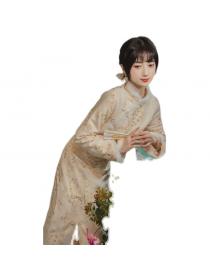 Outlet Winter fashionChinese style Slit Cheongsam Women's embroidered jacquard dress 