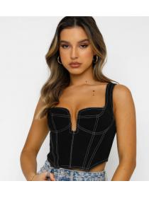 Outlet Hot style sexy Square neckline Cropped Short outer wear camisole top for women