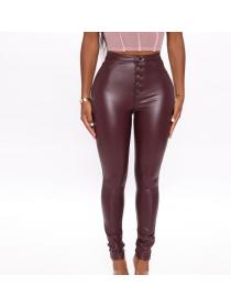 Outlet Women's autumn and winter sexy nightclub high waist tight-fitting hip leather pants legging trousers
