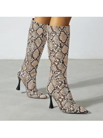 Outlet Autumn and winter snake print high boots