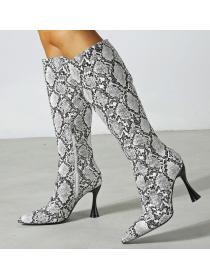 Outlet Autumn and winter snake print high boots