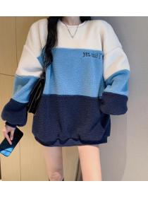 Thicken Loose Color Matching Leisure Hoodies 