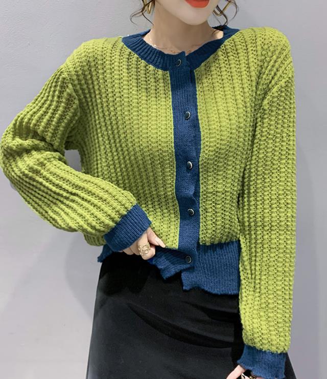 Korean Style Color Matching Knitting Short Coat