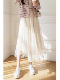 Outlet Irregular Gauze High waist Winter fashion Long length Skirt 