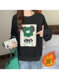 Outlet velvet thick sweater women loose three-dimensional pattern cartoon top