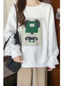 Outlet velvet thick sweater women loose three-dimensional pattern cartoon top