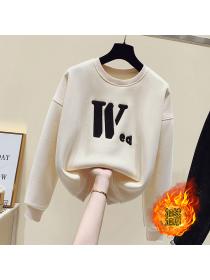 Outlet Winter loose letter embroidery all-match blouse thickened sweater for women