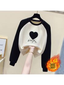 Outlet New style Loose Embroidered Velvet Thick Warm Top High waist Sweater