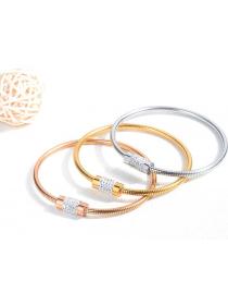 Outlet Lady's diamond square snake chain Titanium steel rose gold magnet bracelet