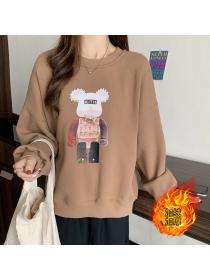 Outlet New style three-dimensional bear beaded warm top