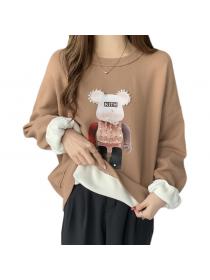 Outlet New style three-dimensional bear beaded warm top