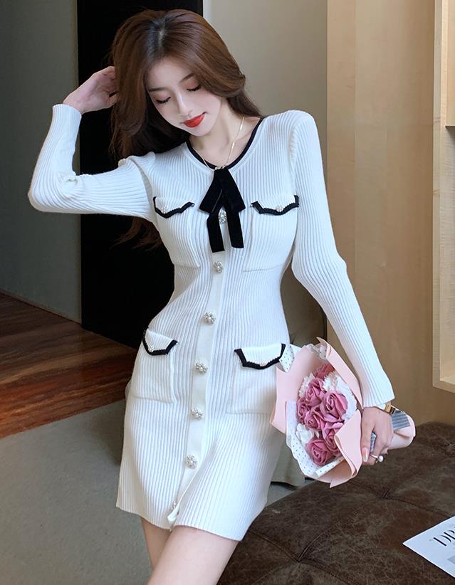 On Sale Bowknot Matching Color Matching Dress