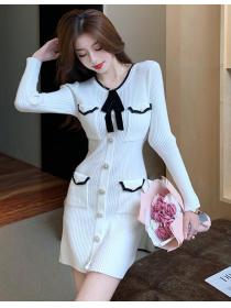 On Sale Bowknot Matching Color Matching Dress 