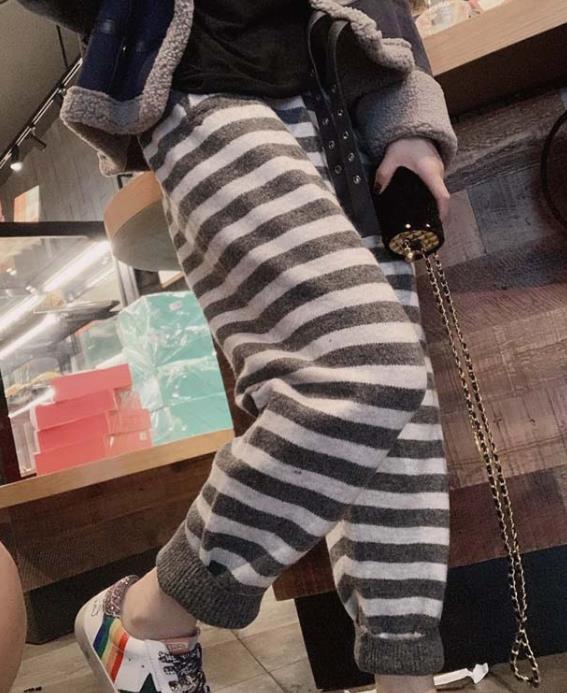 European Style Color Matching Stripe Loose Pants