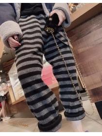 European Style Color Matching Stripe Loose Pants 