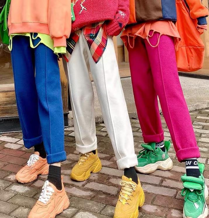 Korean Style Pure Color Loose Fashion Long Pants