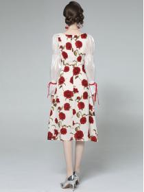 For Sale Drape Fashion Rose Flower Slim Dress 