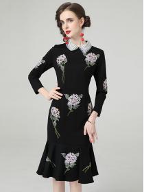 On Sale Embroidery Wrapped Fish Tail  Slim Dress 