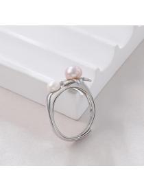 Korean fashionS925 sterling silver pearl ring retro flower ring DIY handmade accessories