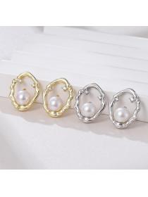 Korean S925 sterling silver baroque pearl earrings irregular fold texture earrings diy accessorie...