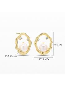 Korean S925 sterling silver baroque pearl earrings irregular fold texture earrings diy accessories