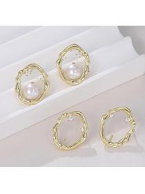 Korean S925 sterling silver baroque pearl earrings irregular fold texture earrings diy accessories