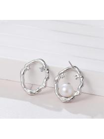 Korean S925 sterling silver baroque pearl earrings irregular fold texture earrings diy accessories