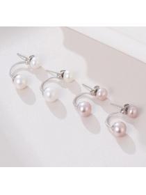 Korean S925 sterling silver pearl earrings fashion retro C-shaped earrings DIY handmade accessories