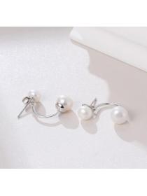 Korean S925 sterling silver pearl earrings fashion retro C-shaped earrings DIY handmade accessories