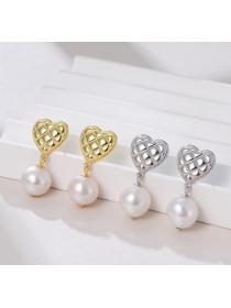Korean S925 Sterling Silver Stud Earrings Love Pearl Earrings DIY Accessories