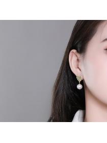 Korean S925 Sterling Silver Stud Earrings Love Pearl Earrings DIY Accessories